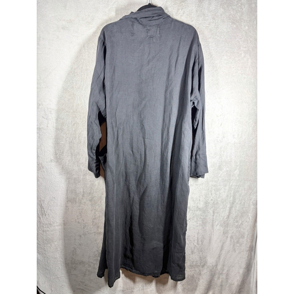 Vintage Flax Jeanne Engelhart Grey Linen Robe Size L -No Belt- Lagenlook Natural - Picture 3 of 6